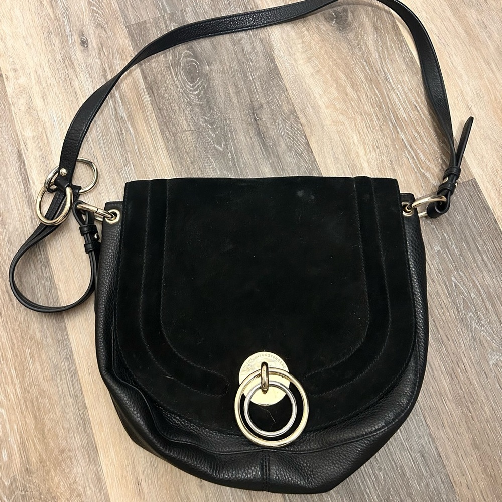 Diane Von Furstenburg Love Power Saddle Crossbody Bag in Black